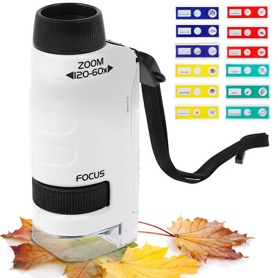 Portable Microscope Kit LED Light Handheld Mini Pocket Scope for Lab Education