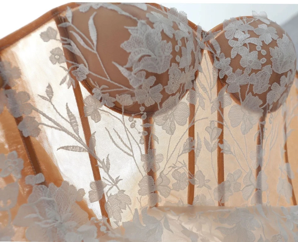 Vestido de novia de ensueño vestido de novia hecho a medida 2-28W desnudo coset bustier tazas boho Foto 2 de 4