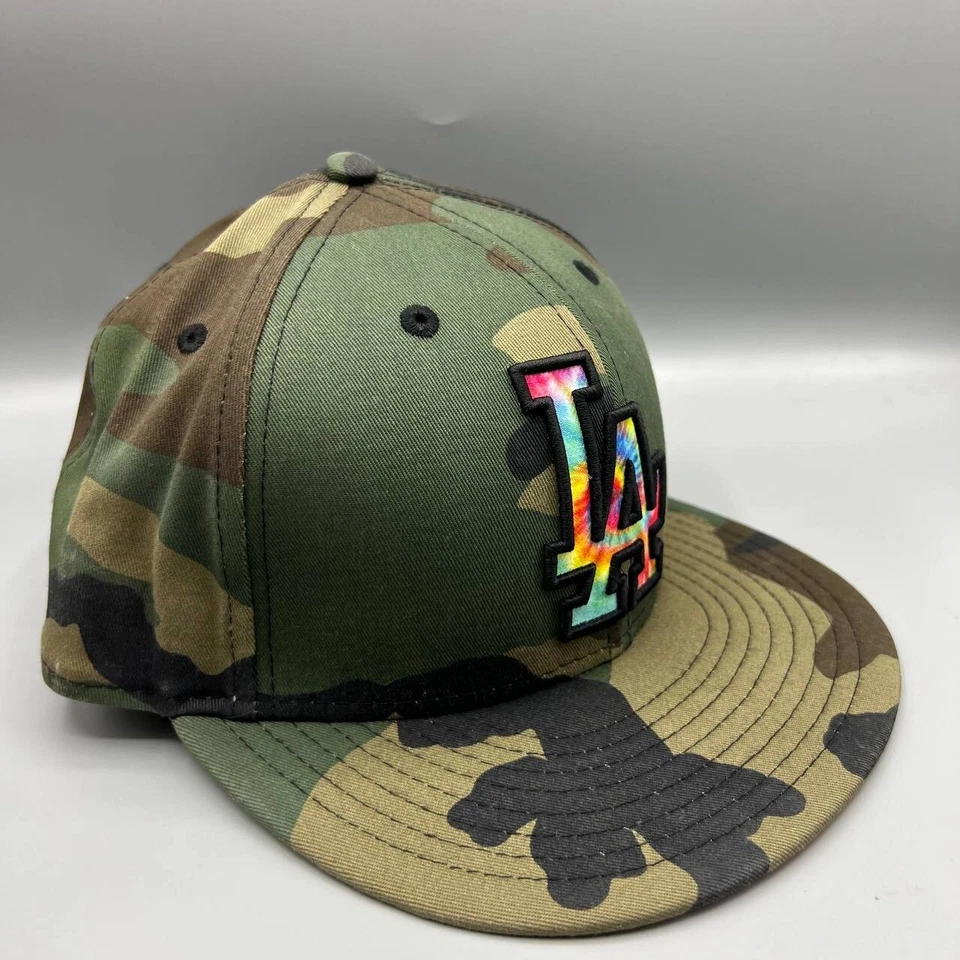 Gorra ajustada Los Angeles LA Dodgers para hombre 7 1/4 verde camuflaje 59Fifty New Era Foto 3 de 4