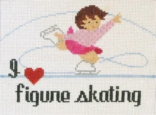 I Love Figure Skating Hand Painted Needlepoint Canvas