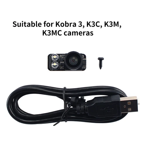 3D Print Surveillance Camera + 1M Cable Line for ANYCUBIC Kobra 3/K3C/K3M/K3MC