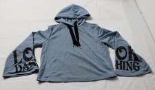 Shein Women's Mulvari Letter Graphic drawstring Hoodie JM6 Dusty Blue Size US 12