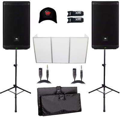 2x JBL EON710 Powered Speaker W/ Tripod Stands , 2x Cable, Facade, Gig Bag & Hat