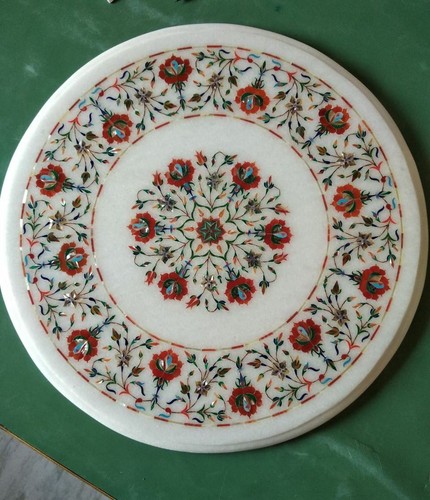 18" white marble table top corner coffee center inlay lapis home decor c18 - Picture 2 of 4