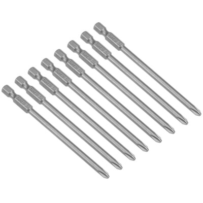 8 Pcs 1/4 Shank 100mm Length 4.5mm Phillips PH2 Magnetic S2 Screwdriver Bits