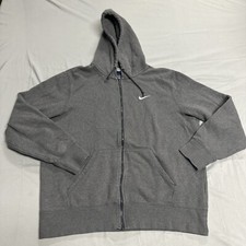 Vintage 90s Blue Tag Nike Hoodie Sweatshirt Full Zipped Grey XL