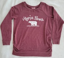 Feathers Maternity Sweatshirt-Womens Size Medium-Mama Bear Maroon Heather