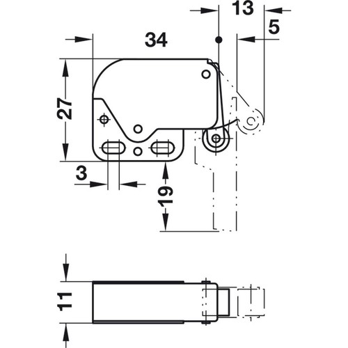 Hafele Mini Latch Automatic Spring Catch Nickel Plated - Picture 4 of 5