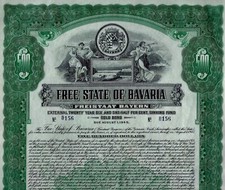 Wolne Państwo Bawaria - Wolne Państwo Bawaria, 6 1/2% złota obligacja 1925 (500 $) + zamach stanu