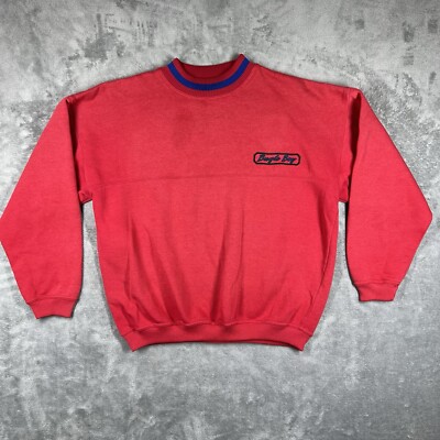 Vintage Bugle Boy Fleece Crewneck Sweater Men's Medium Red Embroidered Logo