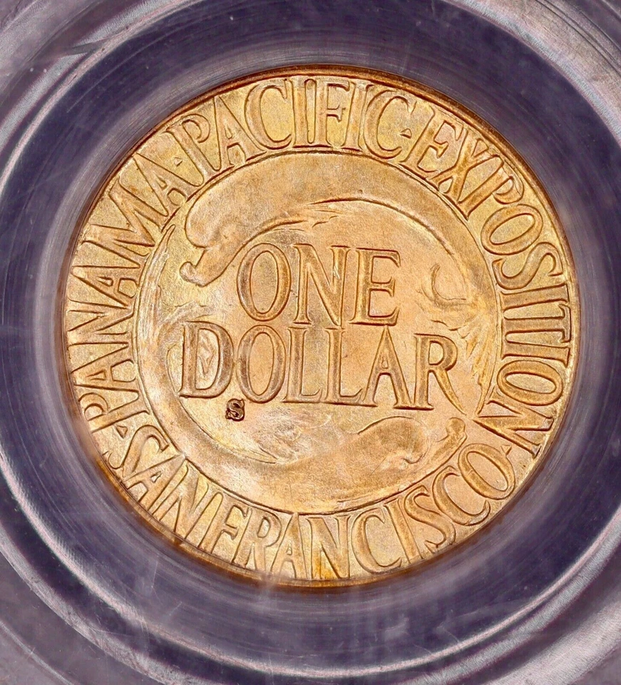 Dólar conmemorativo de oro Panamá-Pacífico 1915-S graduación profesional MS64 - Gran atractivo visual PQ Foto 3 de 4