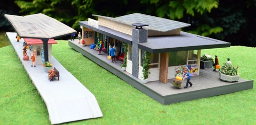 Pola Quick H0 B 600 Station Rheden mit  Vau-Pe Bahnsteig, Figuren, 60er, selten!