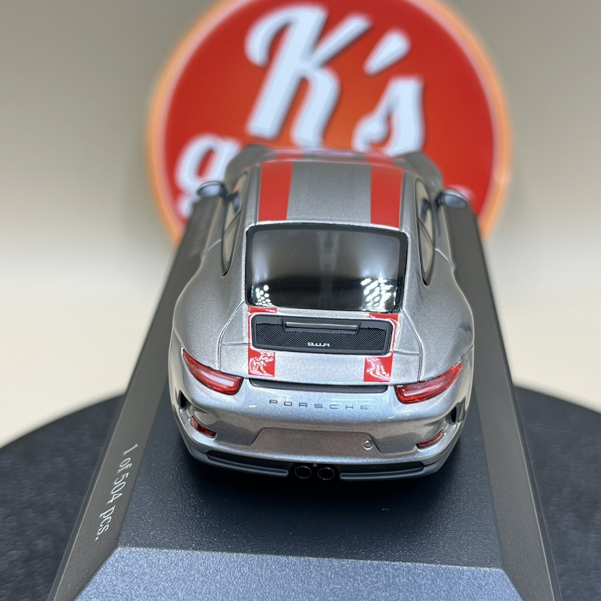 MINICHAMPS 1/43 Porsche 911 R 2016 Silver Red Stripe Diecast