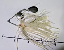 Smooth Silver Tandem Blade Spinnerbait, white/clear, .3oz, Size 3/0 hook-Unused