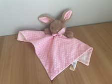 Easter Bunny plush Celebrate Pink polka dot tan rattle Security Blanket lovey