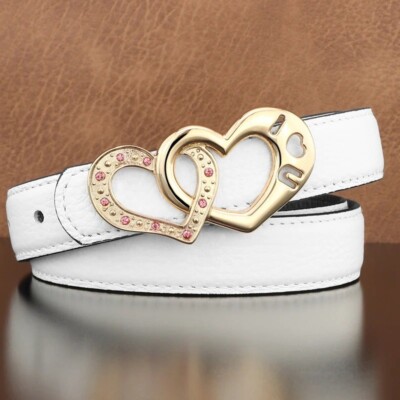 Luxury Genuine Leather Belt Women Heart Buckle Ladies Belt for Jeans  Waistband