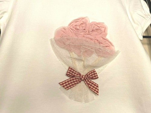 NEW NWT Eggshell White/Pink 3-D ROSE BOUQUET PLUSH Top/Shirt Sz 2/3Y, 4Y, or 5Y - Picture 7 of 12