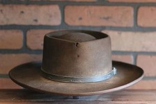 NEW Retro Pork Pie Hat Wool Felt Jazz Hat Wide Brim Flat Top Men's Fedora A