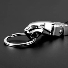 Keychain Jaguar Steel with Leather Design For Luxury Car Keyrings Key Rings