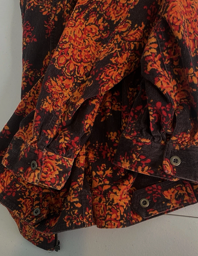 Nuovo con etichetta! LIZ & ME MARRONE ARANCIONE AUTUNNO FIORI FLOREALI ZIP VELLUTO A COSTE CAMICIA GIACCA TOP 5X - Foto 12 di 14
