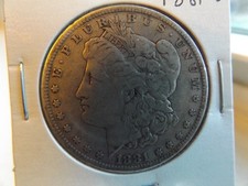 1881-O $1 MORGAN SILVER DOLLAR COIN, SOME WEAR, SCRATCHES, GRAY TONING    (104)