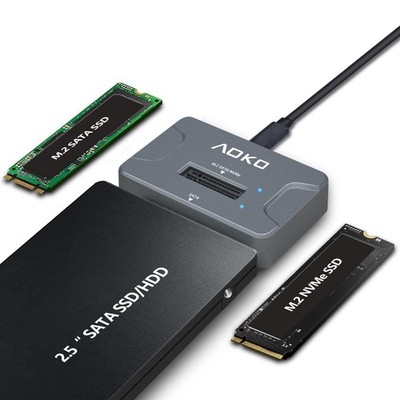 AOKO NVMe to USB 3.2(10Gbps) SSD Reader Docking Station   Portable M.2 black 