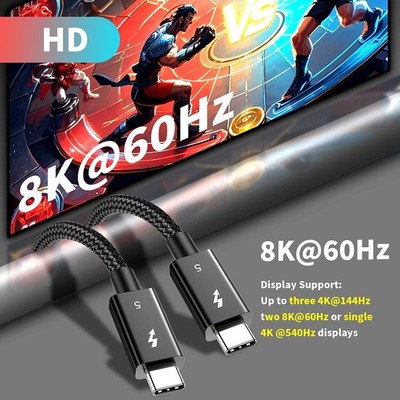 Für Thunderbolt5 Kabel unterstützt bis zu 80Gbps für 16K und Dual 8K Displays