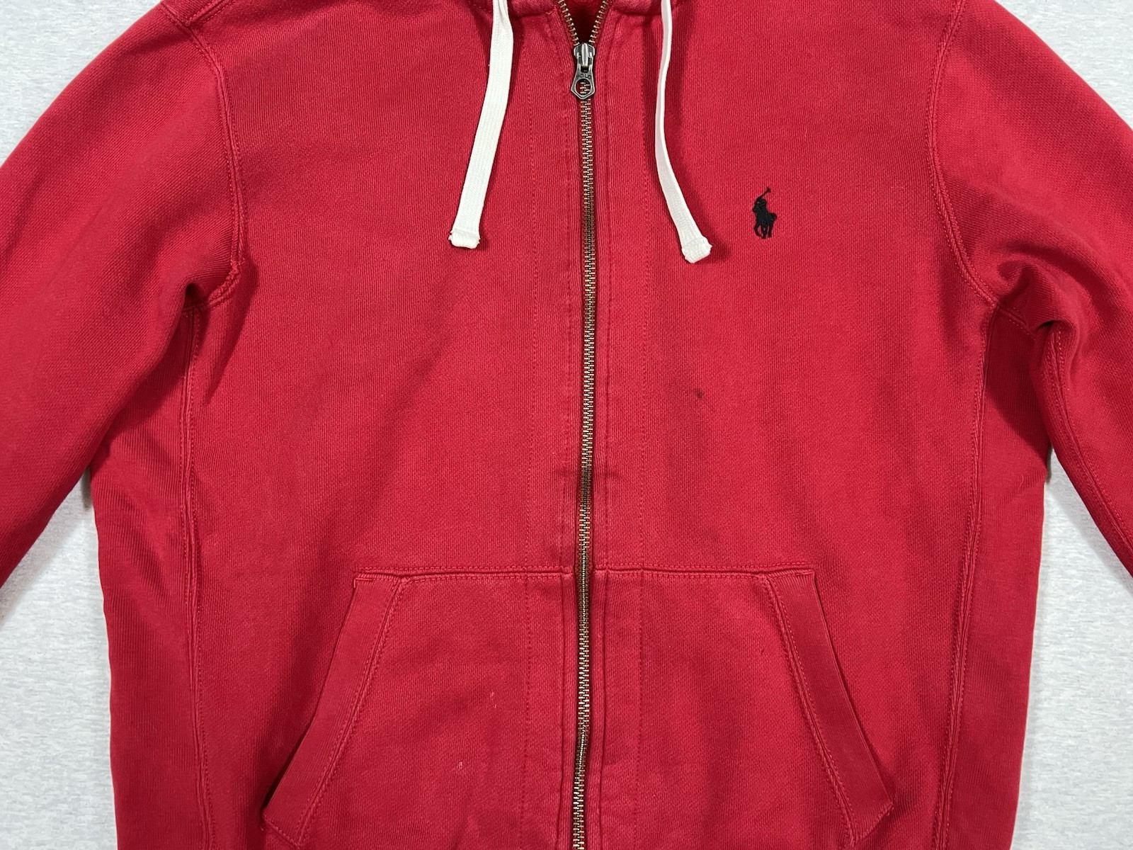 Polo Ralph Lauren Felpa con Cappuccio Uomo Large L Rossa Full Zip Felpa Termica Logo Pony