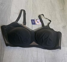 Honeylove Silhouette Bra 2X 42C 42D Black Beige Wireless Support Mesh NWT New