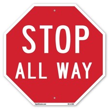 Stop All Way Octagon Sign Weather Resistant UV Protected Made in the USA