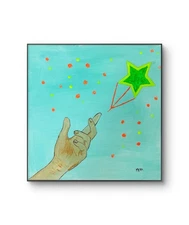 MENA'S REACH FOR THE STARS 12X12 ORIGINAL CONTEMPORARY ART ON CANVAS