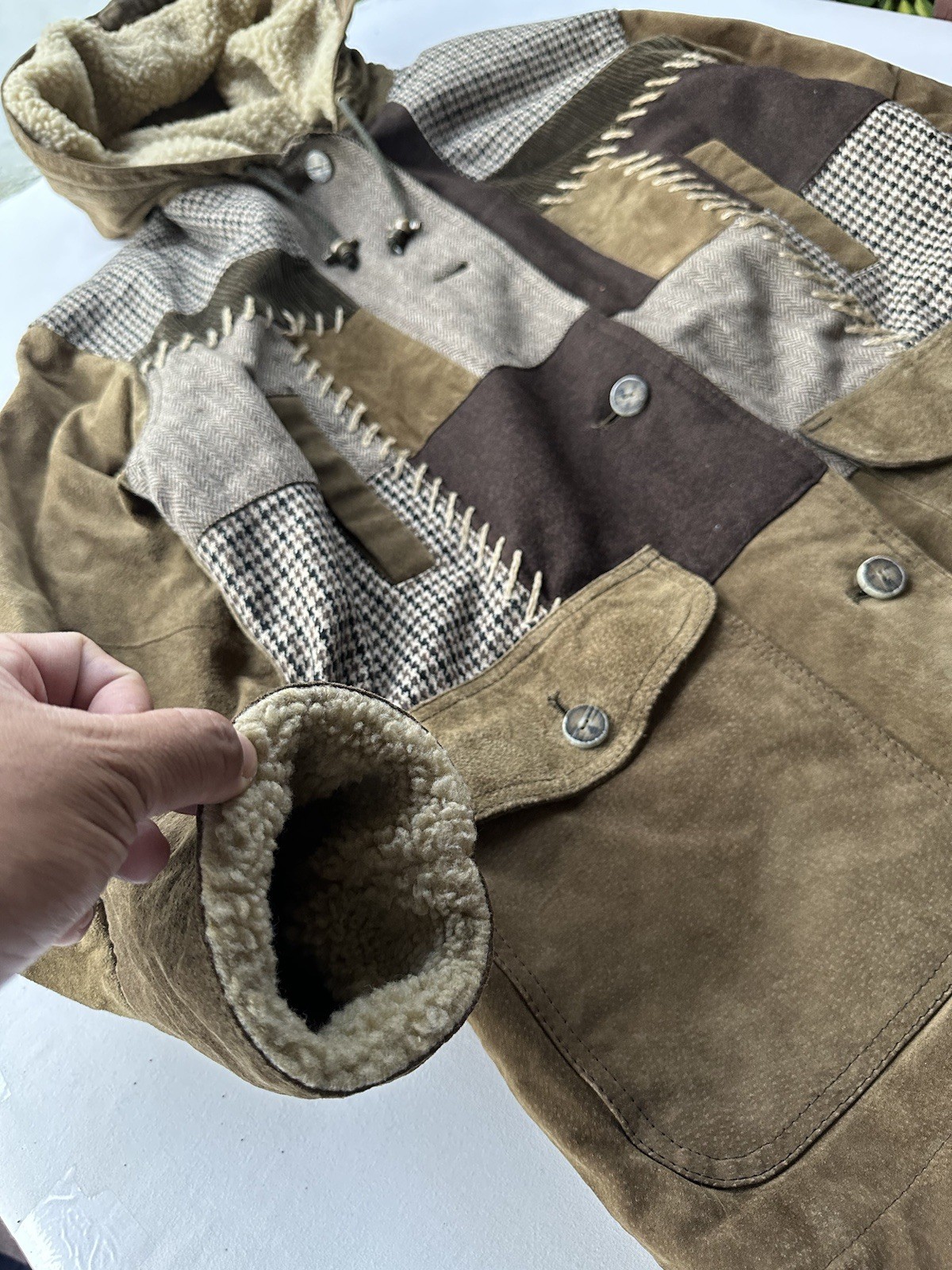 Vintage Patchwork Leather, Wool, Suede, Corduroy … - image 2