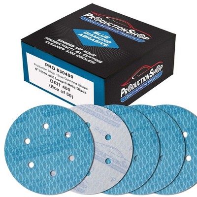 Premium 400 Grit 6'' Rhombus Diamond Shape Blue Sanding Discs, 6-Hole, Box of ...