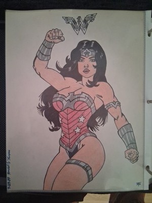 DC Wonder Woman Hand Drawn Art Set Of 2