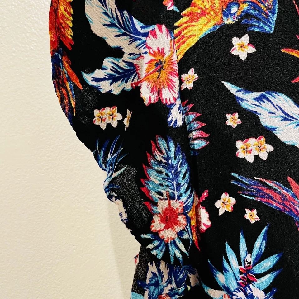 Mameluco floral tropical Terra & Sky mangas aleteadas abiertas de una pieza talla grande 2X Foto 3 de 4