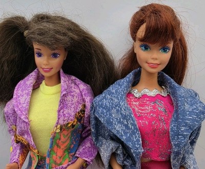 2 VTG 1993 Paint N Dazzle BARBIE #10057 Redhead & Brunette Restyle 10059  