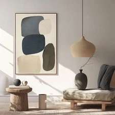 Blue Hand Painted on Oil Painting Simple Abstract Wall Art Home Decor 