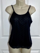 Black Mesh Overlay Cami Top Womens Medium Whimsigoth Dark Romance Y2K Fairy