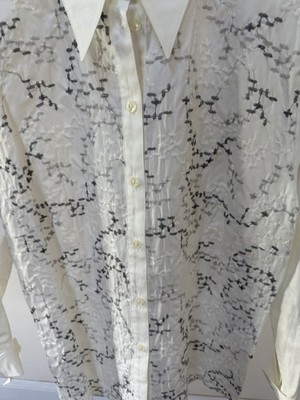 Basler Women 48 White/Black Floral Button-Front Collared Blouse