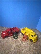 Vintage 1950s Marx Hard Plastic Service Station Delivery Trucks With Hand Carts