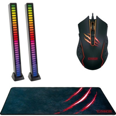 Schwaiger Gaming PC Set Tastatur + Maus + 2x Lightbar RGB LED Mouse Keyboard Bar
