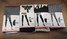Icing Fashion Tights Highs S/M Black Various Patterns Sheer Hosiery Lot of 4 New
