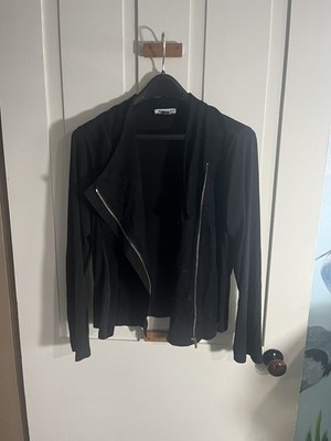 Calvin Klein Large Black Asymmetrical Zip Suede Front 