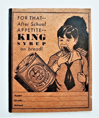 vintage KING SYRUP advertising unused NOTEBOOK student school lined paper