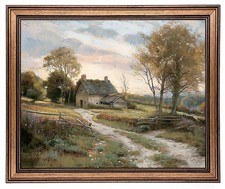 Gold Framed Vintage Wall Art Countryside Cottage Landscape Canvas Wall Art Pr...