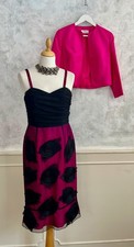 CONDICI Cerise Nero 100% SETA Vestito Bolero Giacca Occasione Outfit 8