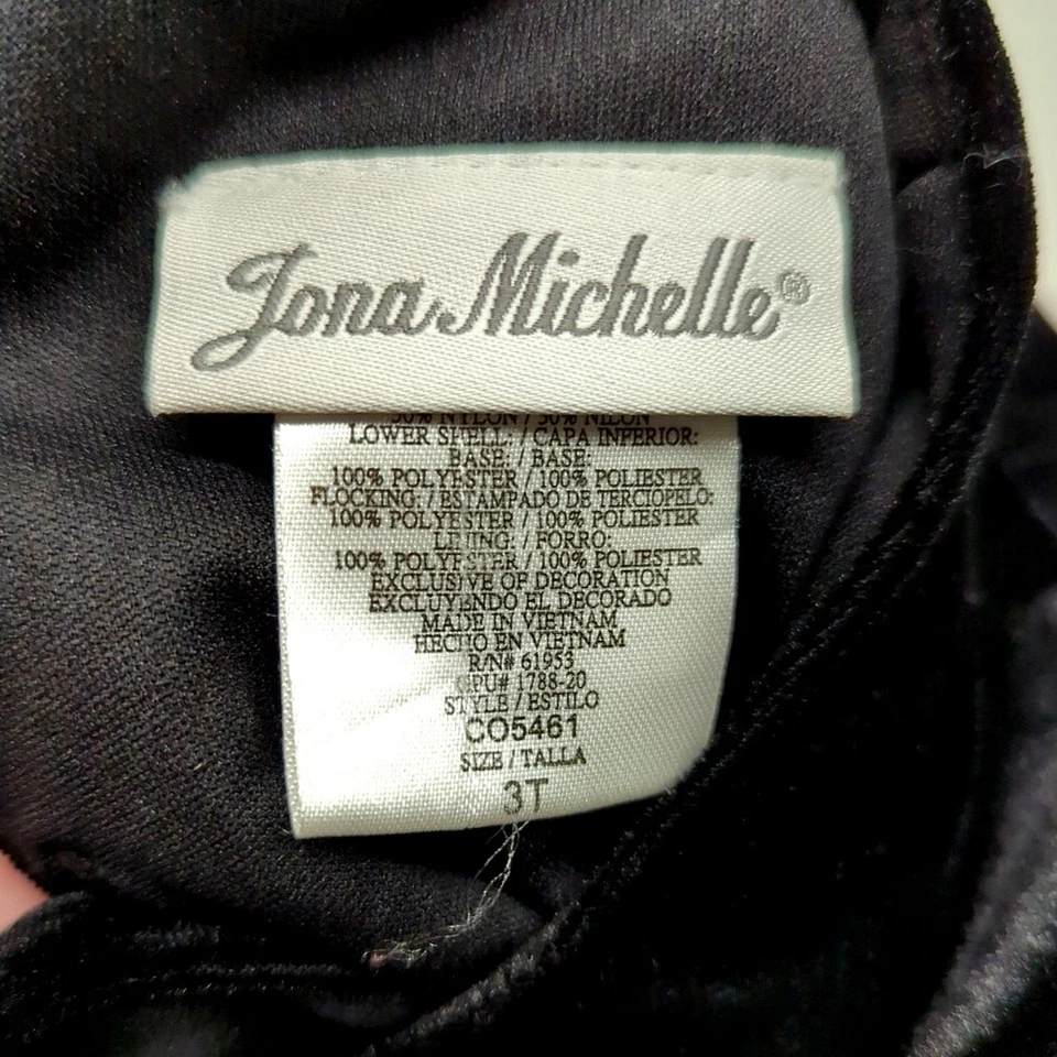 Vestido Jona Michelle Terciopelo Negro y Tul Blanco Talla 3T Foto 4 de 4