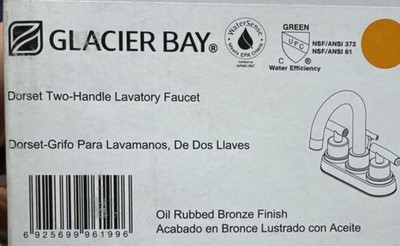 Glacier Bay Dorset 4 in. Centerset 2-Handle Bathroom Faucet in Oil Rubbed Bronze