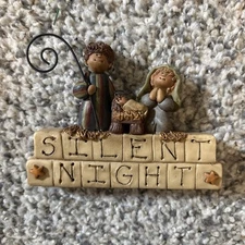 BLOSSOM BUCKET SUZI SKOGLUND SIGNED SILENT NIGHT SHELF SITTER FIGURINE