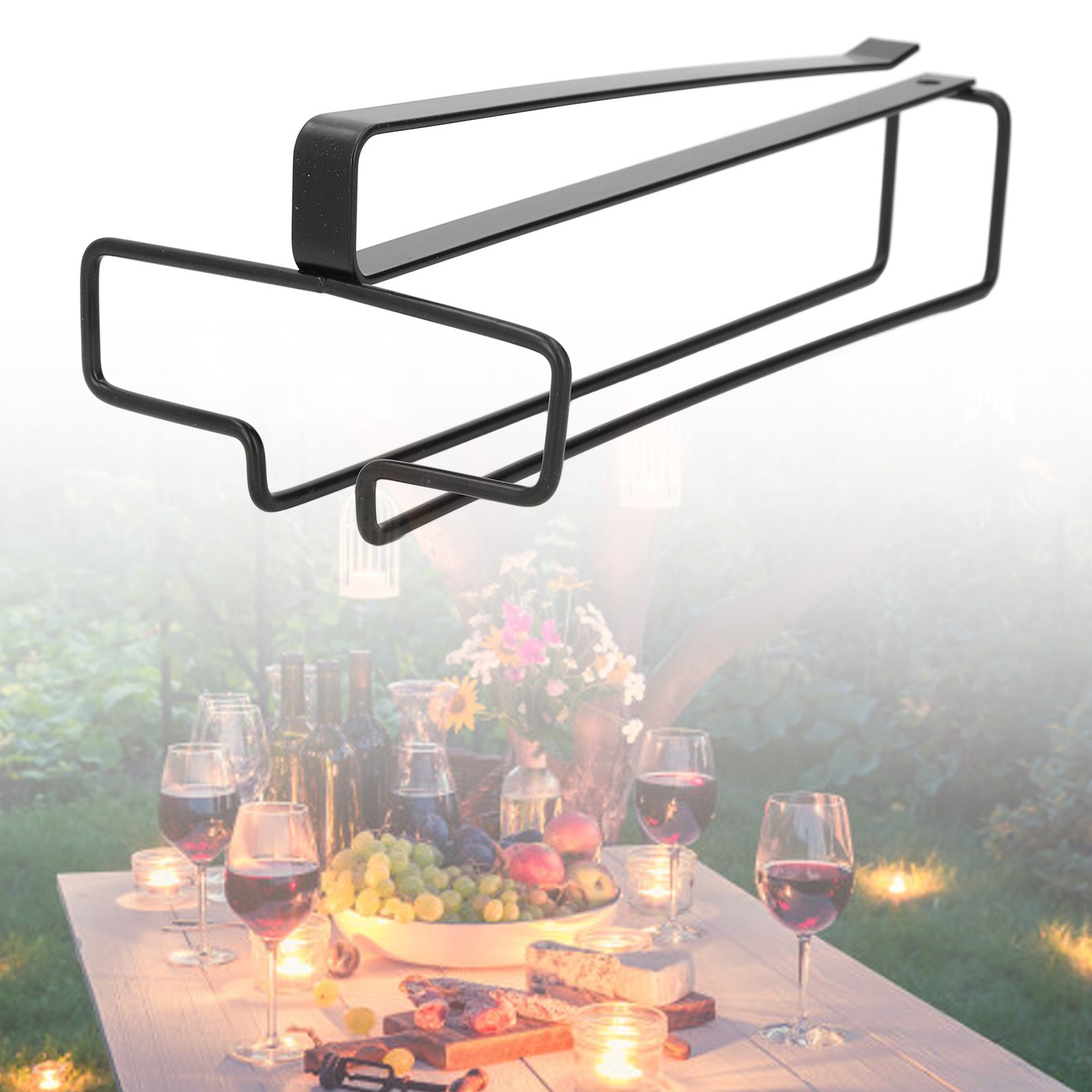 Wine Glass Rack Iron Space Saving Strong Load Bearing Under Cabinet Wine Glass H